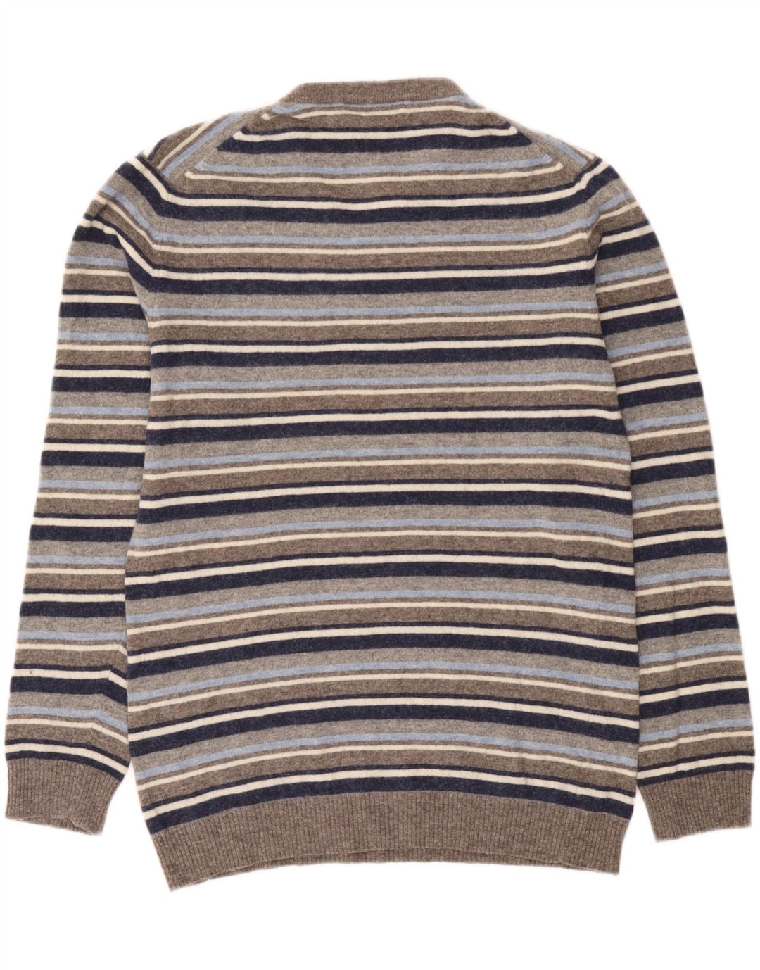Crew Clothing Męski sweter z dekoltem w kształcie litery V, średniej wielkości wełniany szary w paski