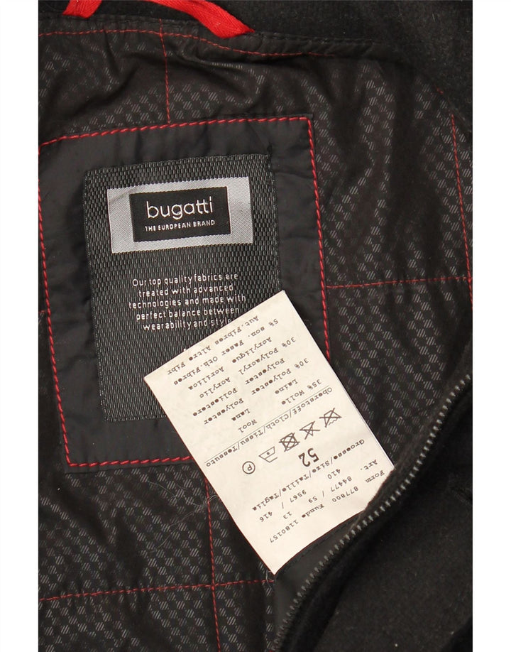 Męski płaszcz wiatrówkowy Bugatti IT 52 XL, czarna wełna