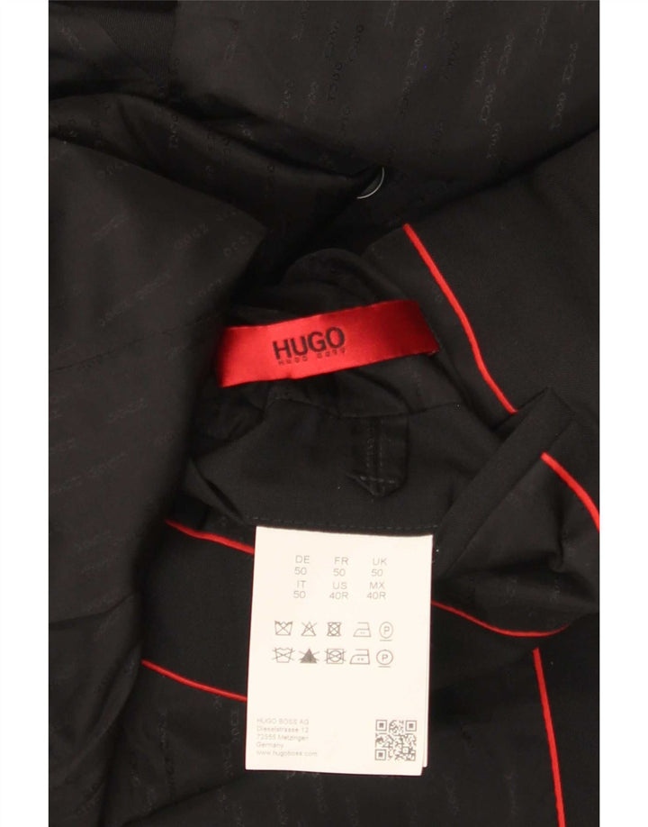 Męska marynarka zapinana na 2 guziki Hugo Boss EU 50, duża czarna wełna