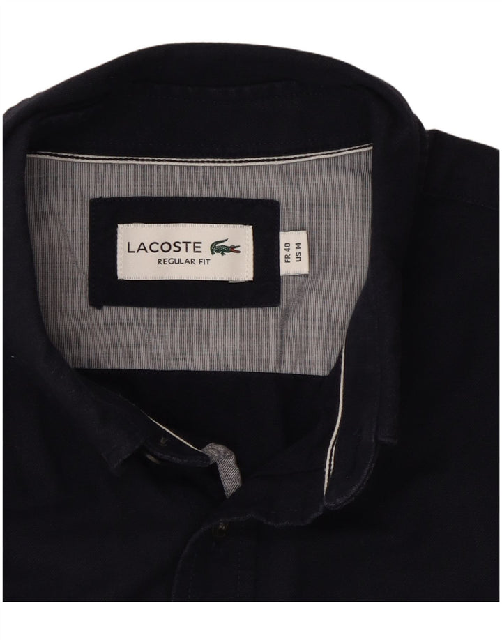 Lacoste Męska koszula z krótkim rękawem o regularnym kroju, średnia, granatowa, bawełniana