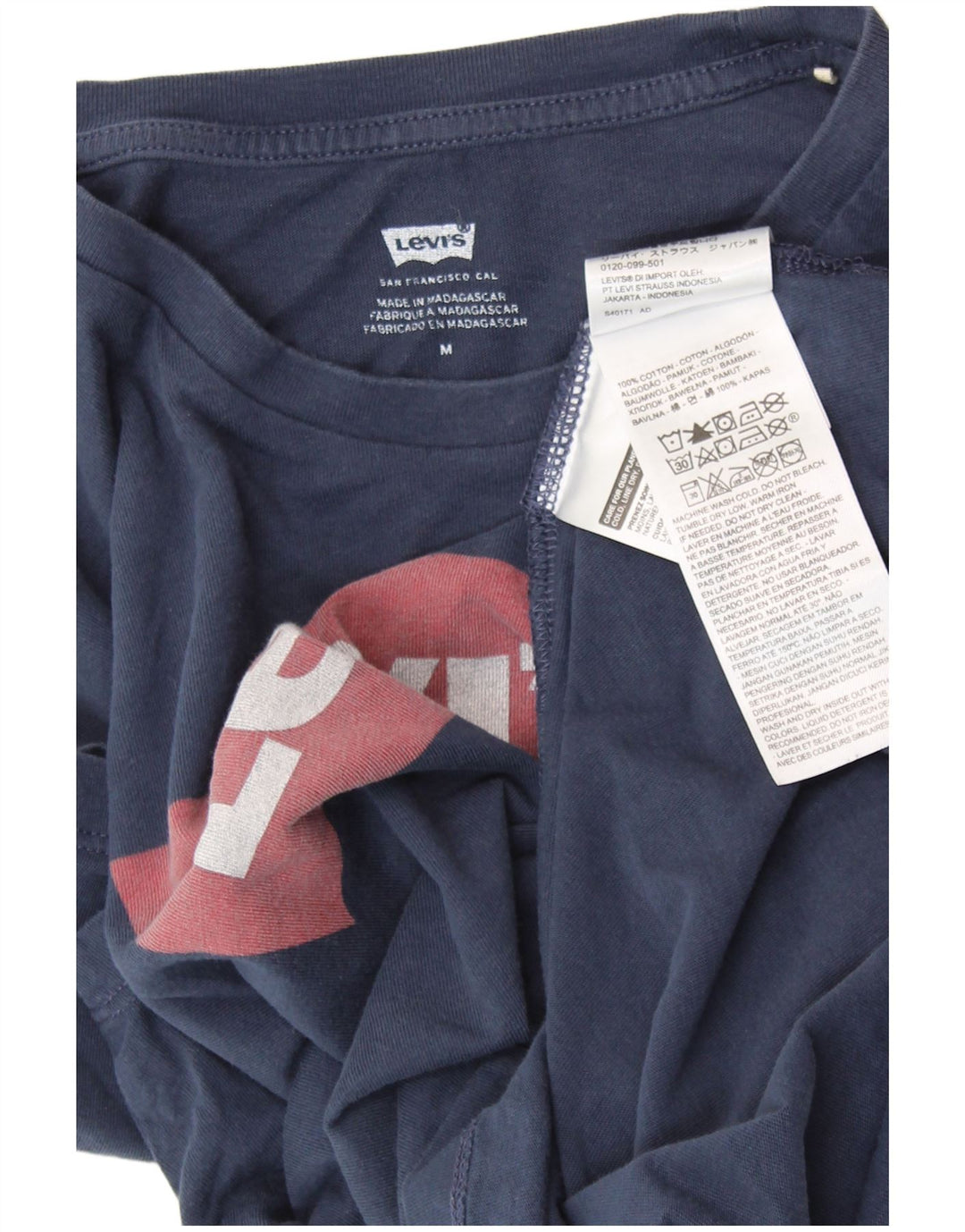 Męski T-shirt z grafiką LEVI'S, średni, granatowy, bawełniany