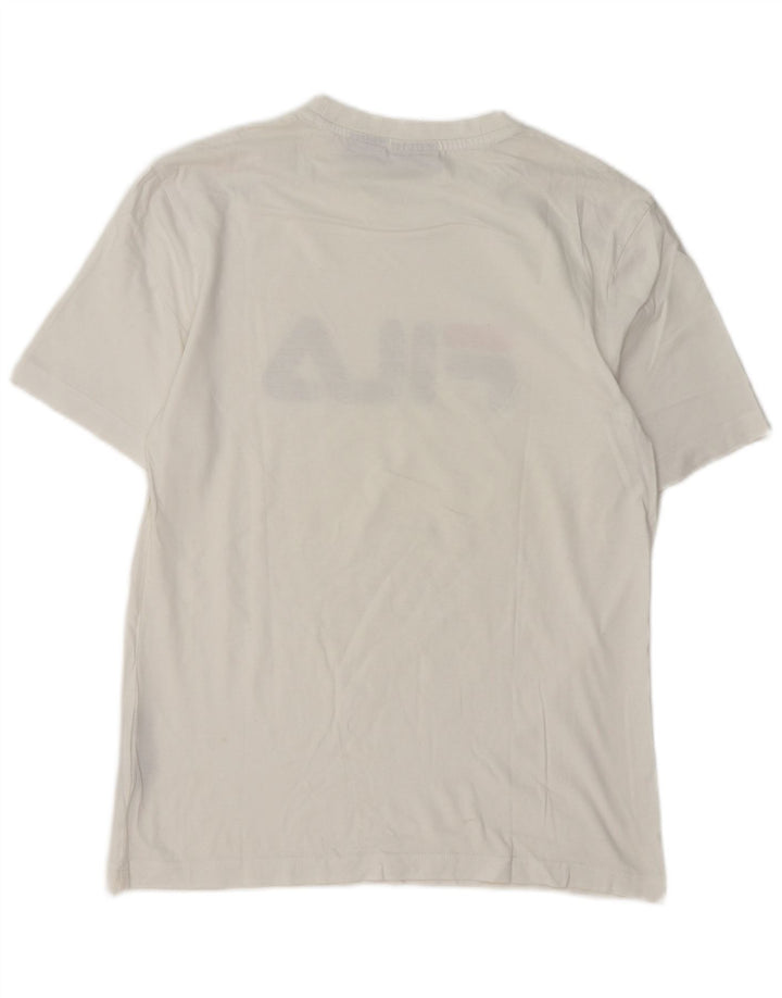 Męski T-shirt z grafiką Fila, mały, biały, bawełniany