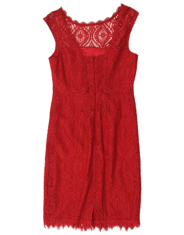 Monsoon Womens Sleeveless Lace Sheath Dress UK 10 Small Red Nylon