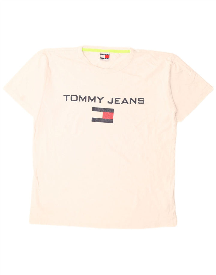 Męska koszulka z grafiką Tommy Hilfiger, średnia, biała bawełna
