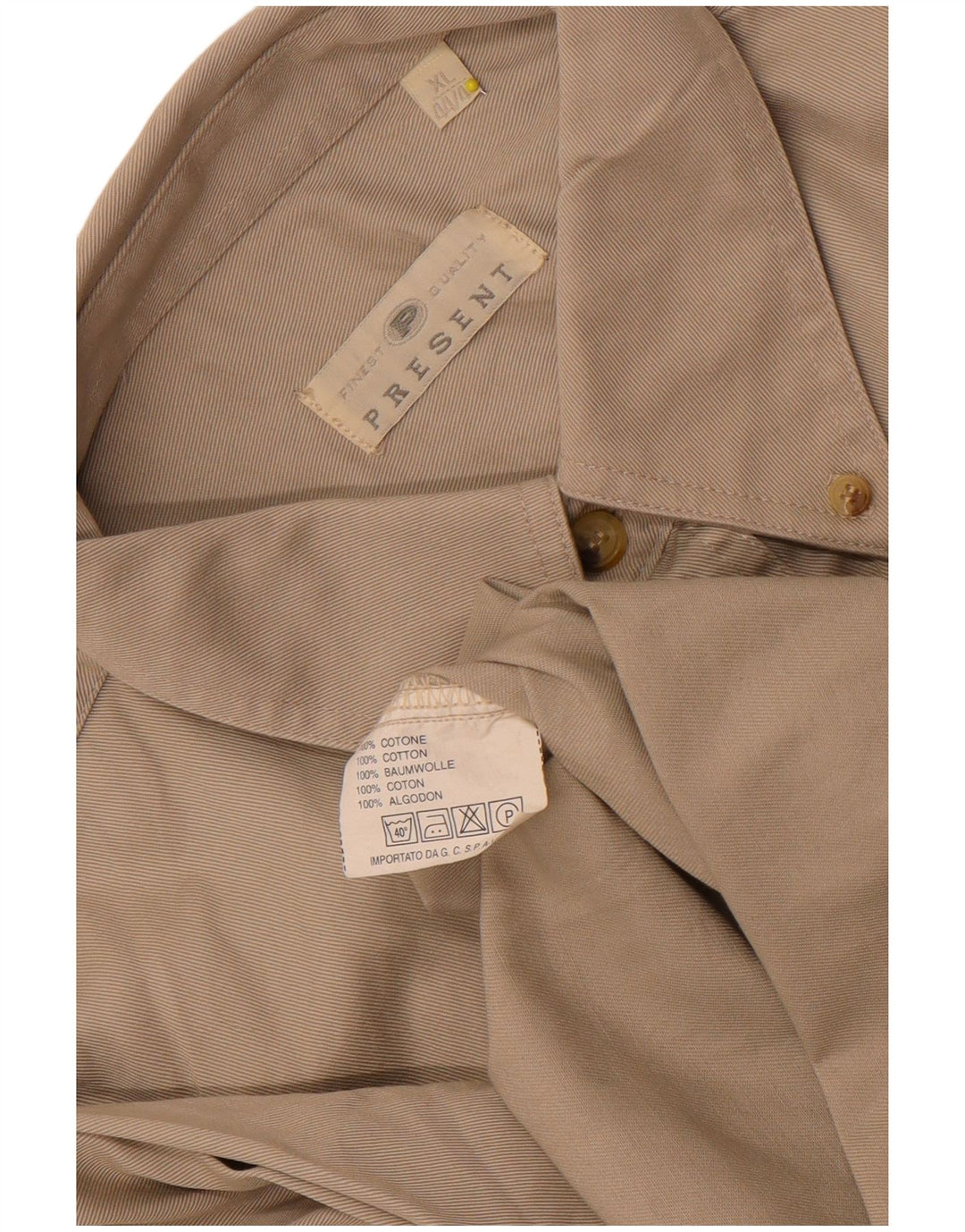 Koszula męska vintage, rozmiar 44/46 XL, beżowa, bawełniana