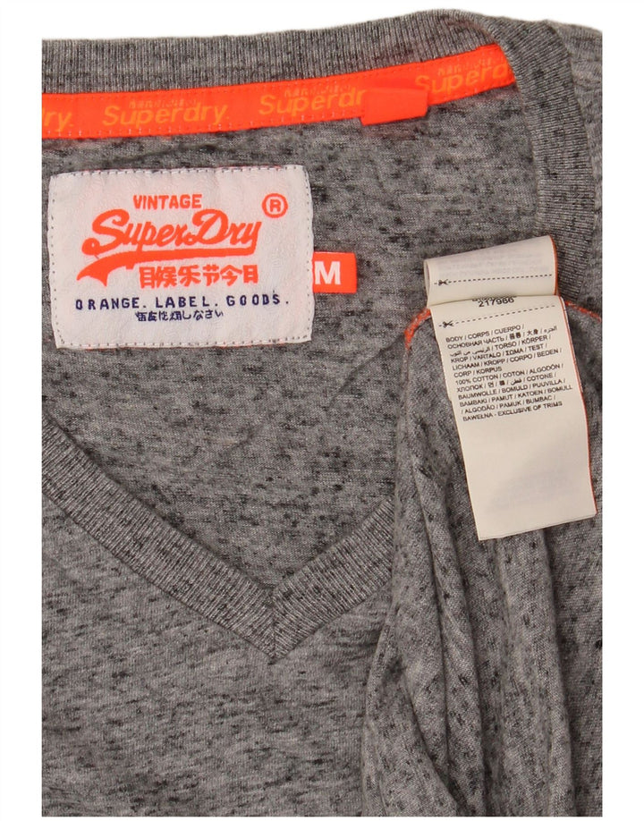 SUPERDRY Męski T-shirt Top Średniej Szarej Bawełny Nakrapianej