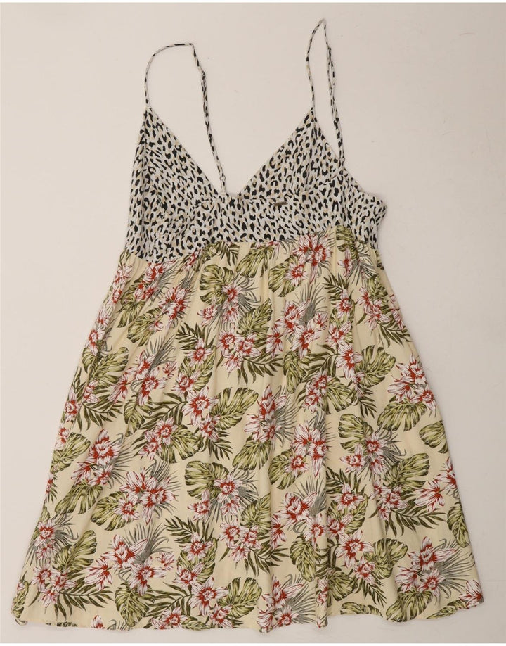 VOLCOM Womens Sleeveless Sundress US 8 Medium Beige Floral Viscose Vintage Volcom and Second-Hand Volcom from Messina Hembry 