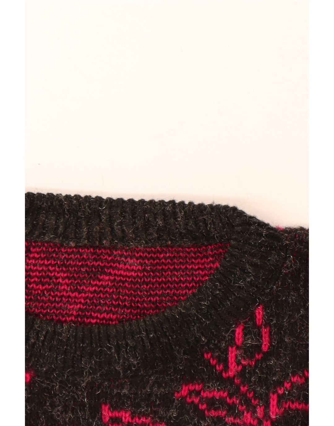 Damski sweter z dekoltem w łódkę w stylu VINTAGE UK 20 2XL Czarny kwiatowy akryl