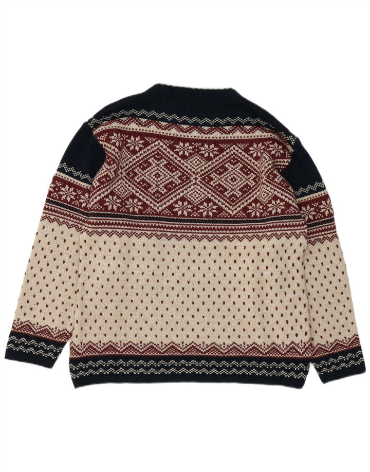 Męski sweter z okrągłym dekoltem w stylu VINTAGE, mały, wielobarwny Fair Isle