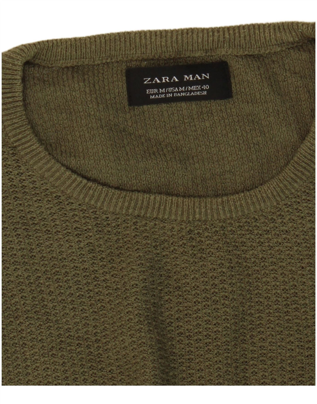 Męski sweter z okrągłym dekoltem Zara, średni khaki