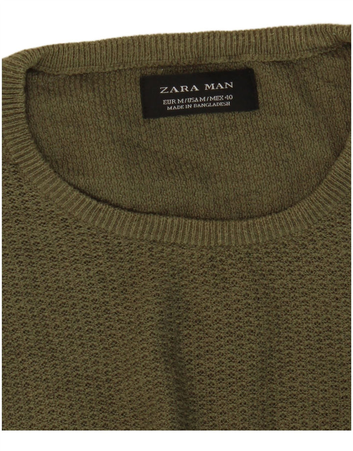 Męski sweter z okrągłym dekoltem Zara, średni khaki
