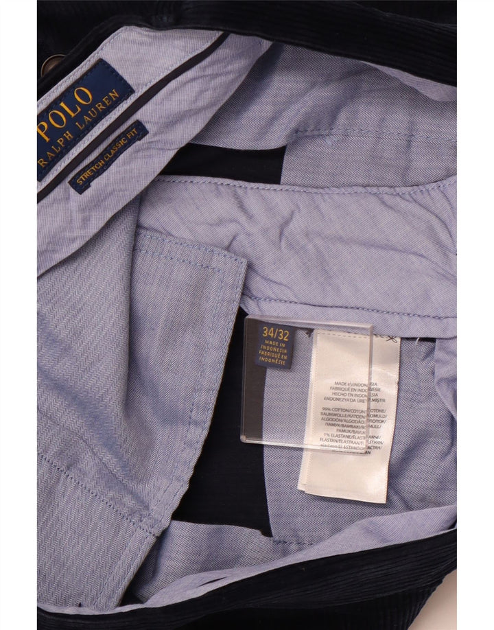 POLO RALPH LAUREN Męskie sztruksowe spodnie o klasycznym kroju W34 L32 Granatowe