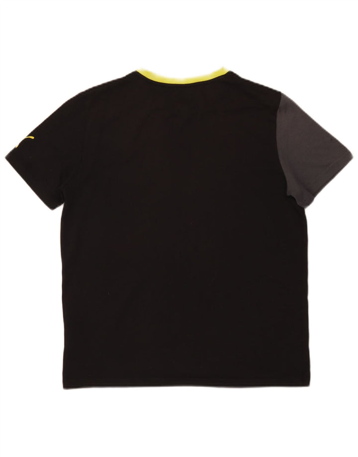 Chłopięcy T-shirt z grafiką Puma, 15-16 lat, czarny poliester z blokami kolorów