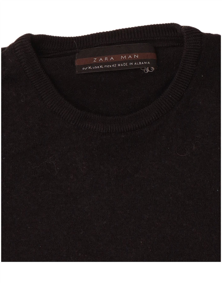 Męski sweter z okrągłym dekoltem Zara XL, czarny