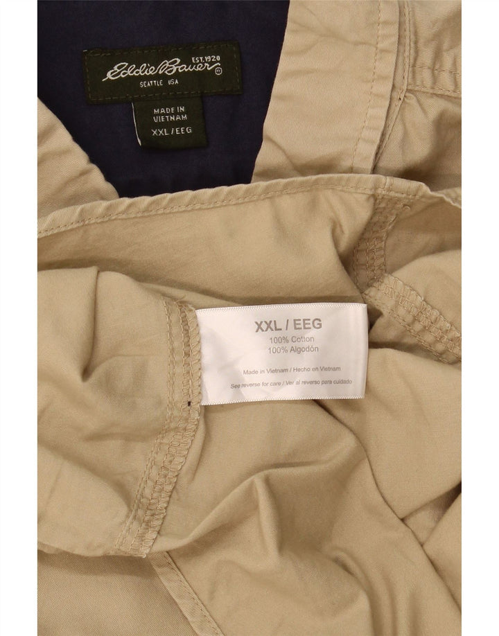 EDDIE BAUER Mens Seattle Short Sleeve Shirt 2XL Beige Cotton Vintage Eddie Bauer and Second-Hand Eddie Bauer from Messina Hembry 