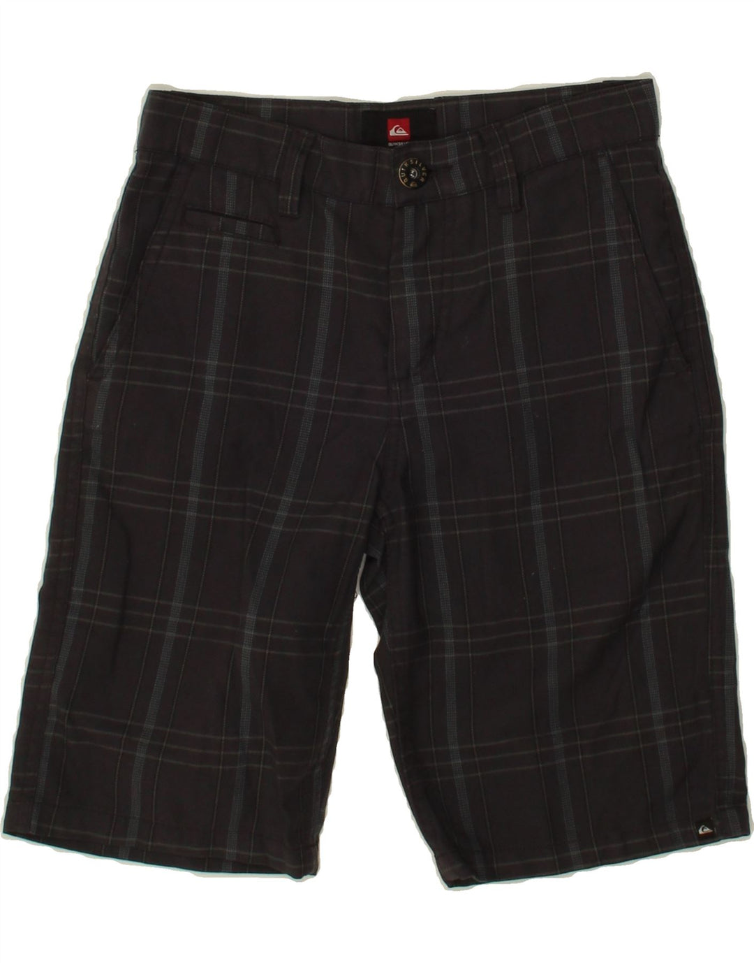 QUIKSILVER Boys Chino Shorts 9-10 Years W25 Grey Check Polyester Vintage Quiksilver and Second-Hand Quiksilver from Messina Hembry 