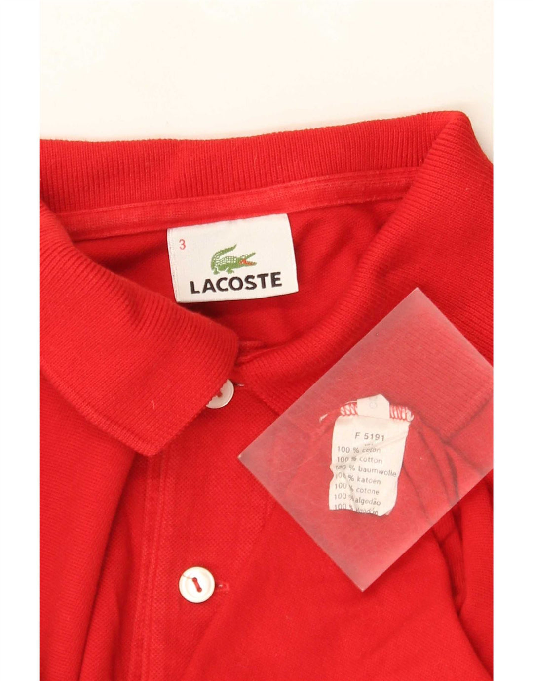 Męska koszulka polo Lacoste z długim rękawem, rozmiar 3, mała, czerwona bawełna