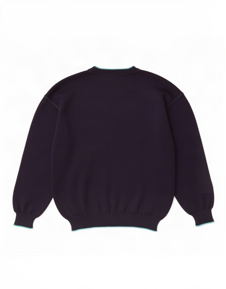 Męski sweter w stylu vintage z dekoltem w szpic IT 50 Średni granatowy wełniany