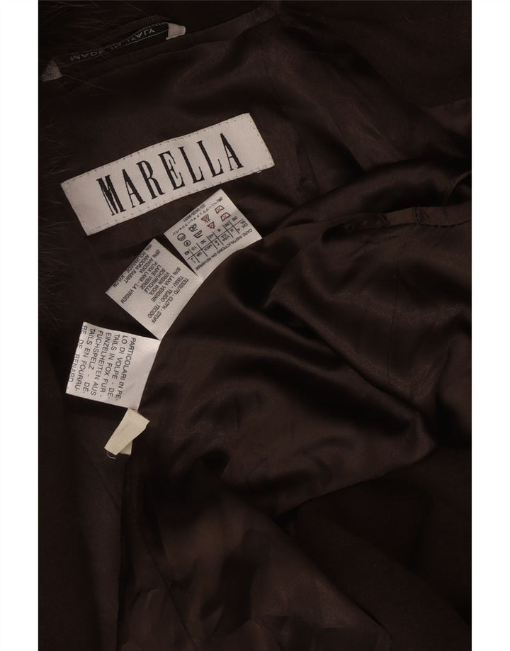 Marella Damski płaszcz oversize UK 10 Small Brown z dziewiczej wełny
