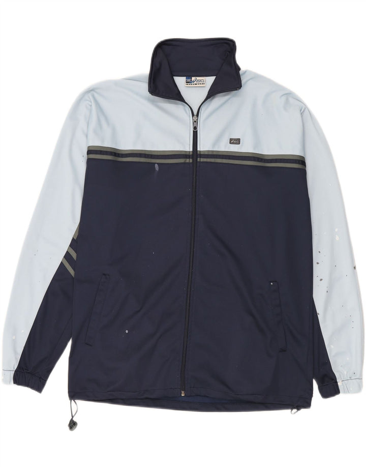 Męska bluza dresowa Asics, duża, granatowa, poliestrowa z blokami kolorów