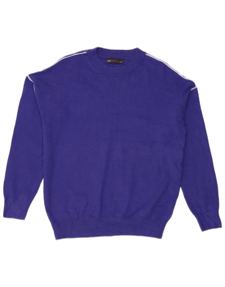 Damski sweter Marks & Spencer z okrągłym dekoltem, UK 14, średni niebieski, wiskoza