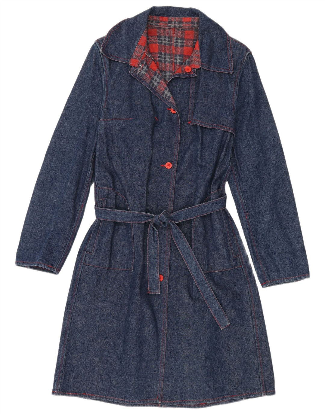 Damski płaszcz dżinsowy VINTAGE UK 14, średni granat