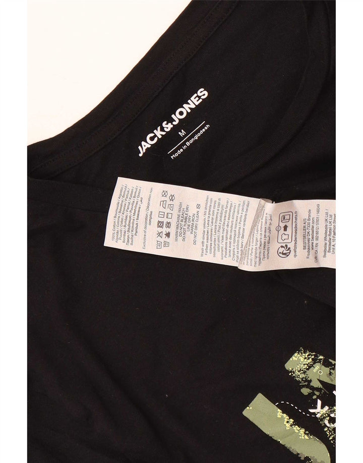Męski T-shirt z grafiką Jack & Jones, średni czarny, bawełniany