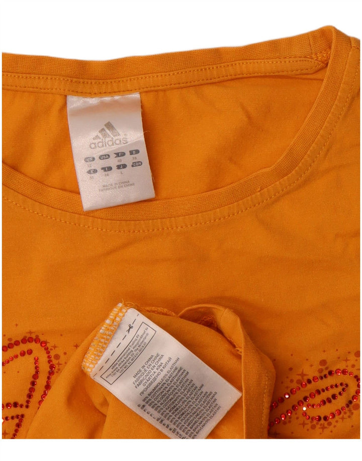 Damska koszulka graficzna Adidas Top UK 12 Średnia żółta bawełna