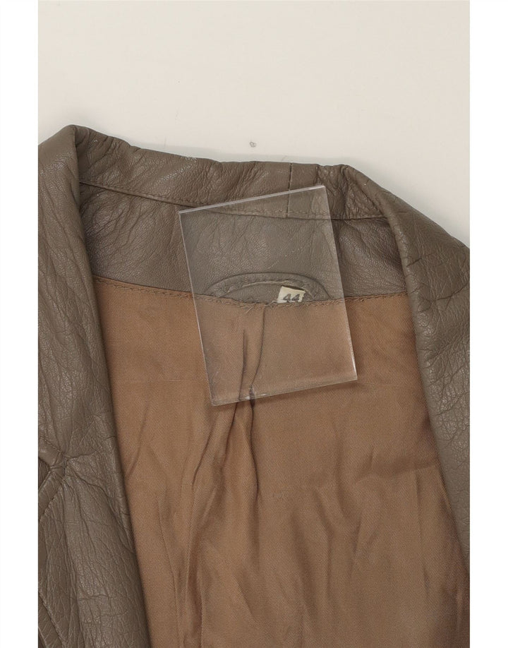 VINTAGE Womens Oversized Leather Jacket EU 44 XL Grey Vintage Vintage and Second-Hand Vintage from Messina Hembry 