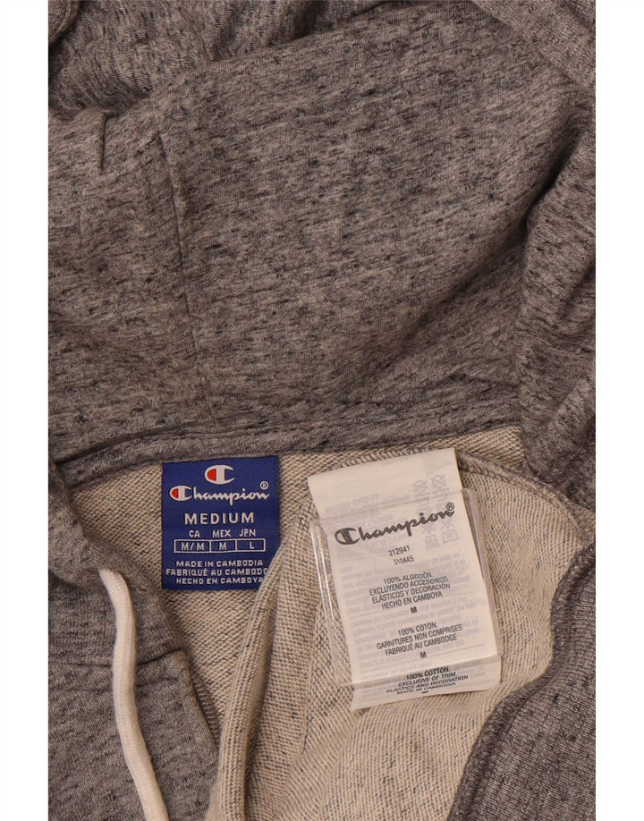 CHAMPION Mens Zip Hoodie Sweater Medium Grey Flecked Cotton
