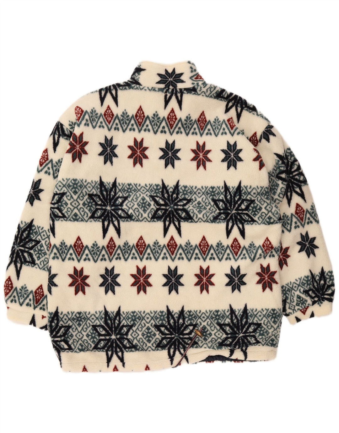 Męska kurtka polarowa Vintage UK 40, duża, biała, z poliestru Fair Isle
