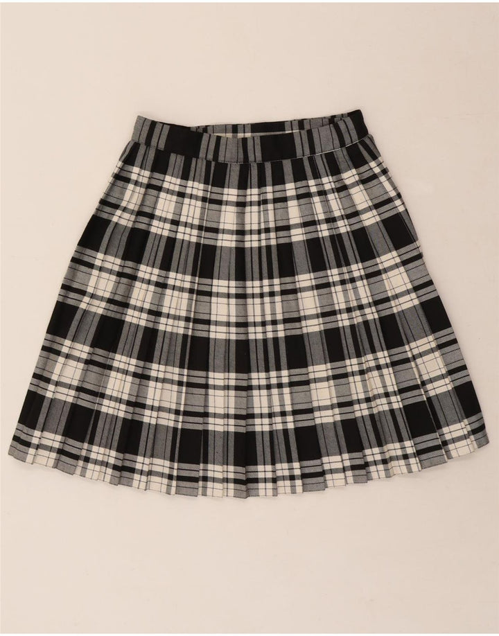 SASHA Womens Wrap Skirt UK 10 Small W26 Black Plaid Polyester Vintage Sasha and Second-Hand Sasha from Messina Hembry 