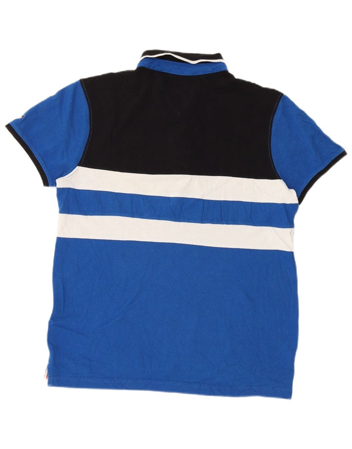 Męska koszulka polo Tommy Hilfiger o dopasowanym kroju, mała, niebieska, z blokami kolorów