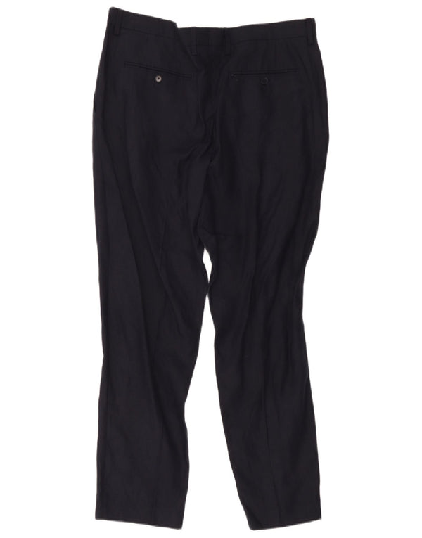 Męskie proste spodnie chino Zara EU 44 Large W34 L28 Granatowe lniane
