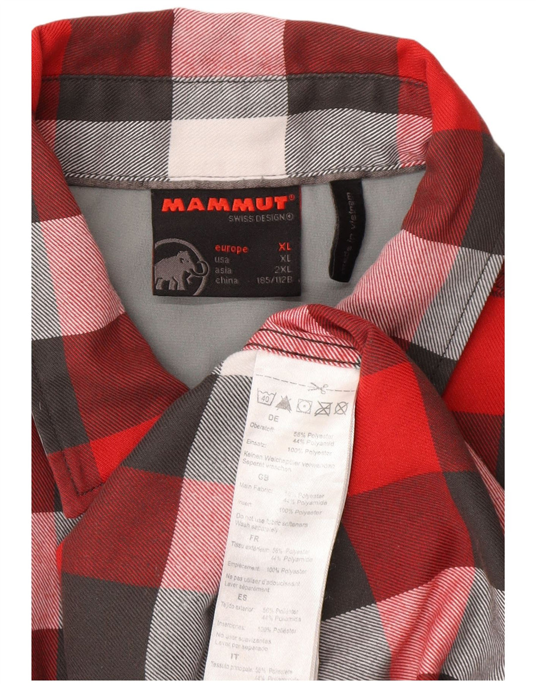 Męska koszula flanelowa Mammut XL, poliester w czerwoną kratę