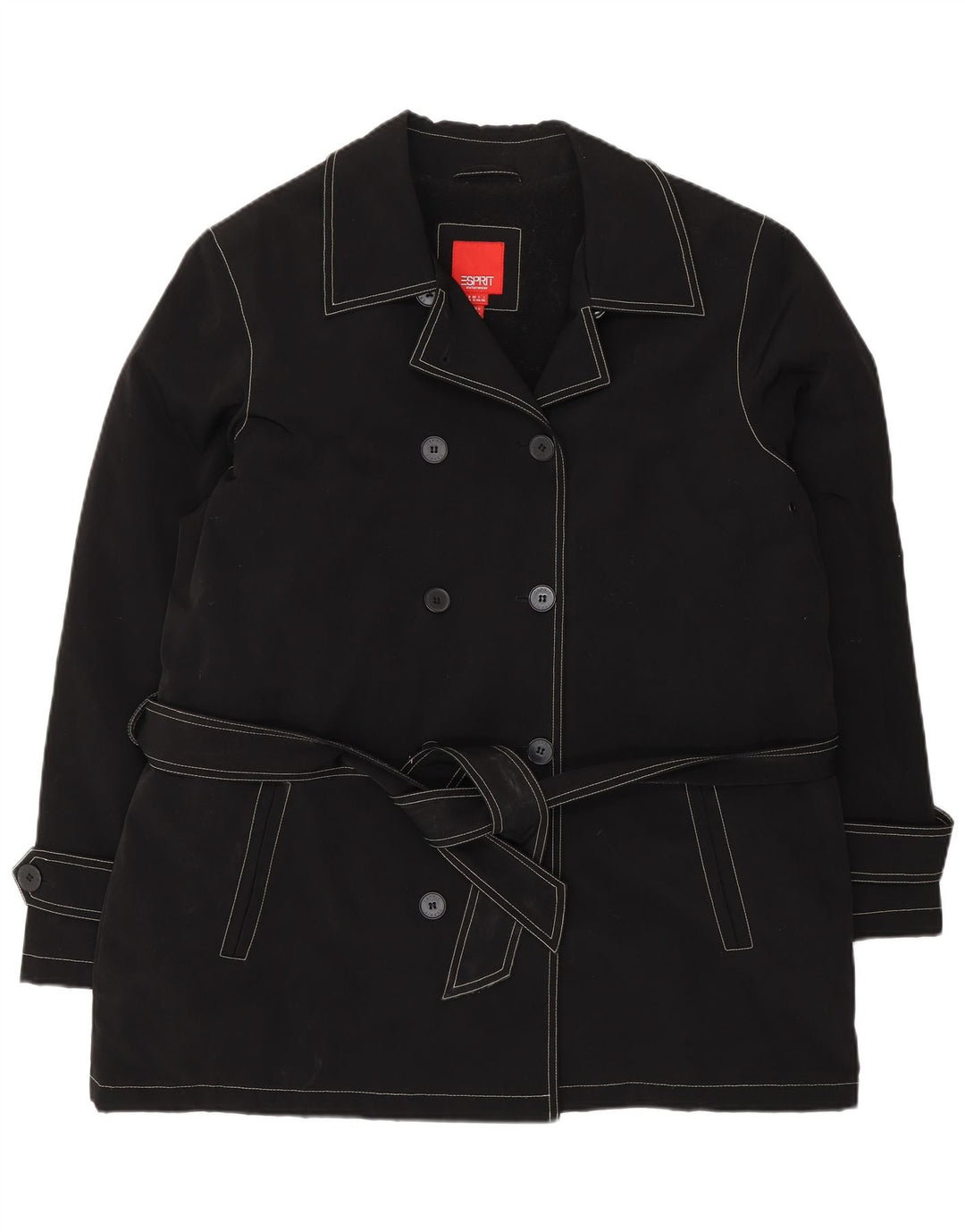 Damski płaszcz Esprit Sherpa Pea UK 18 XL, czarny poliester