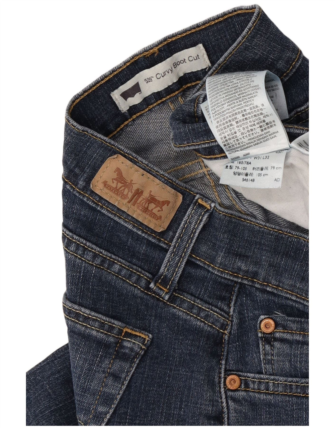 Damskie jeansy Levi's 529 Curvy Bootcut W31 L32 Niebieskie bawełniane