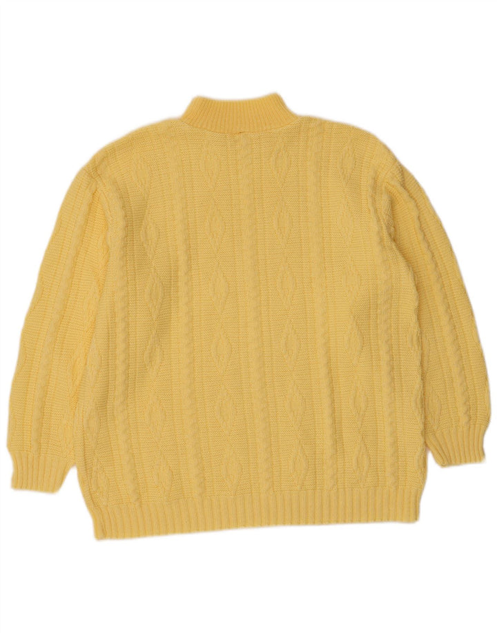 Sweter damski VINTAGE z golfem UK 12, średni żółty