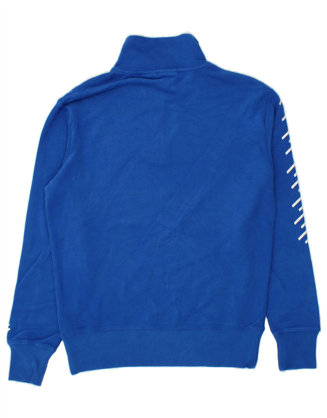 SUPERDRY Mens Graphic Zip Neck Sweatshirt Jumper Small Blue Cotton Vintage Superdry and Second-Hand Superdry from Messina Hembry 