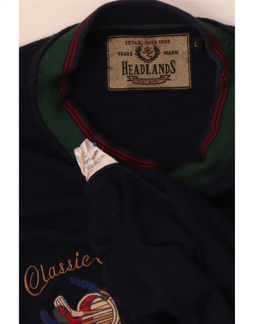 Męska bluza z grafiką w stylu vintage o regularnym kroju, duża, granatowa, bawełniana