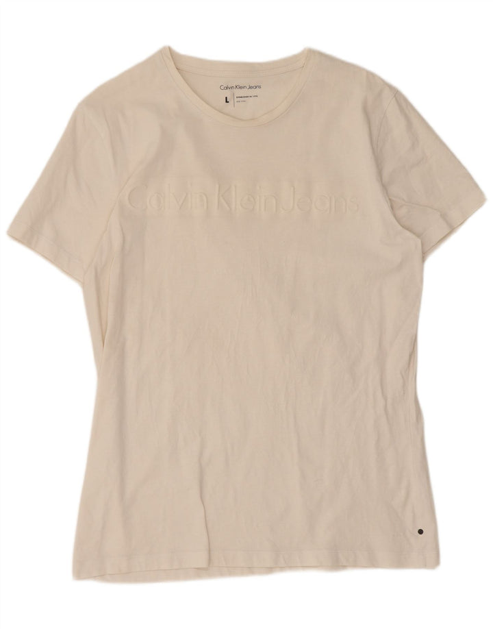 Męski T-shirt z grafiką Calvin Klein Jeans, duży, biały