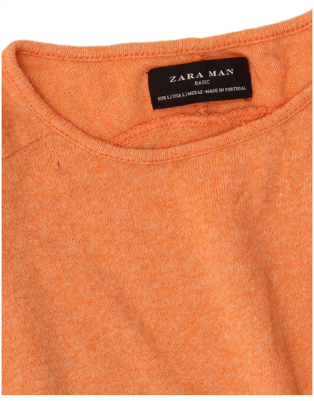 Męski sweter Zara z okrągłym dekoltem, duży, pomarańczowy