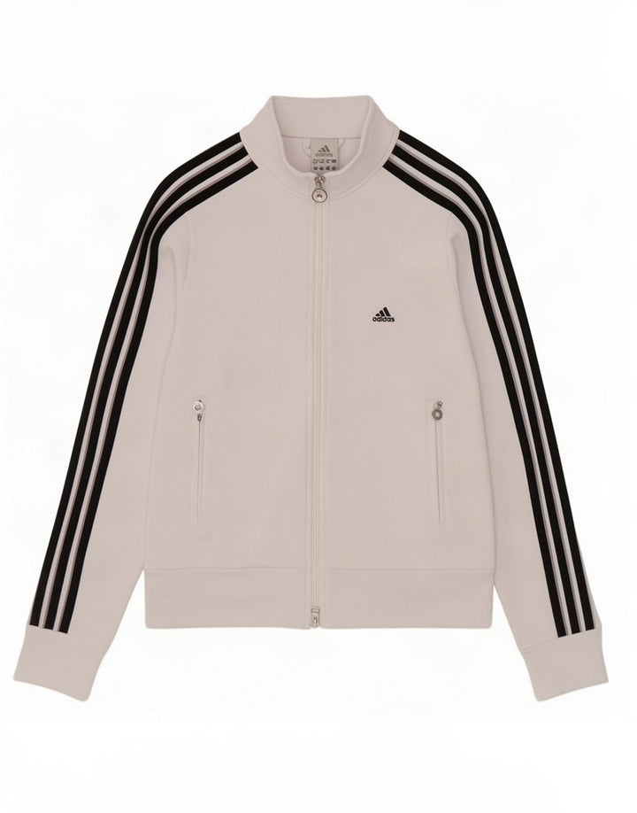 Damska kurtka dresowa Adidas UK 10, mała, biała, poliestrowa