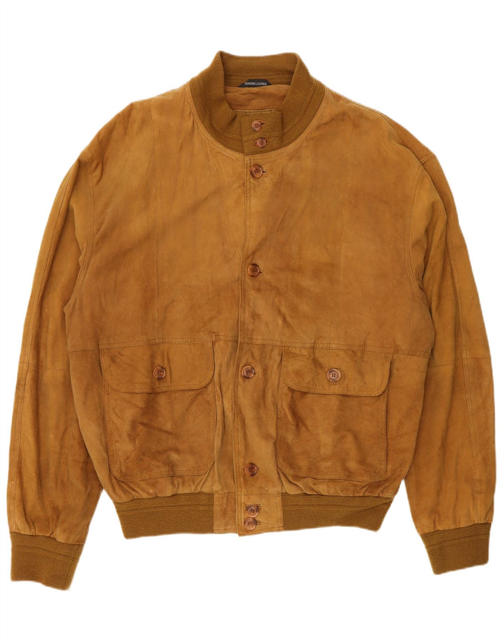 Vintage męska zamszowa kurtka bomber IT 54 2XL beżowa skóra