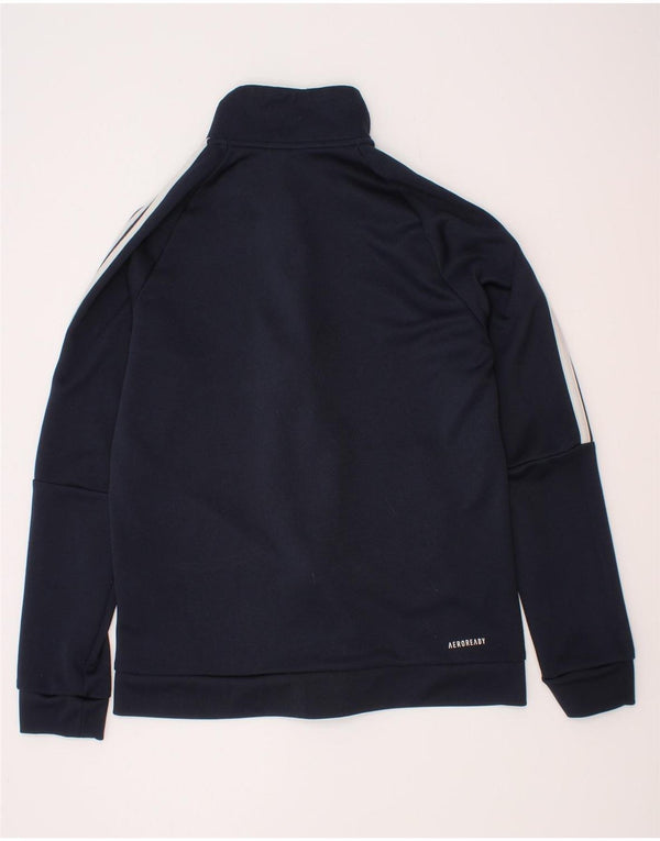 Adidas Boys Aeroready Tracksuit Top Jacket 11-12 Years Navy Blue Polyester
