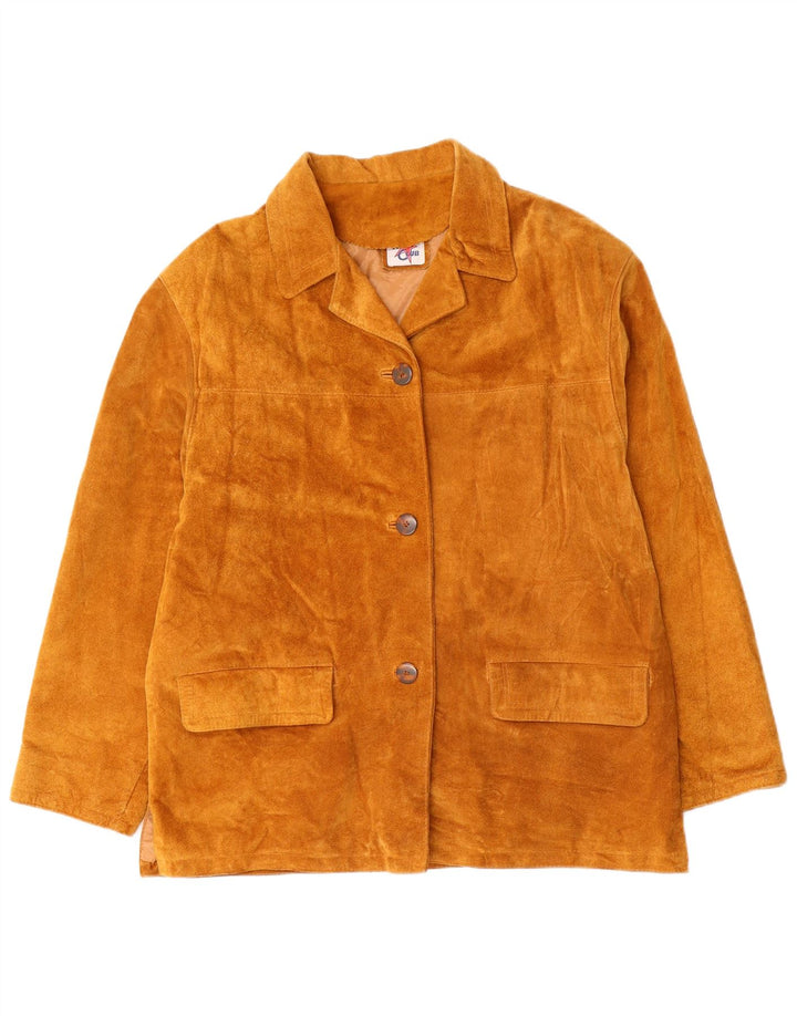 Vintage damska zamszowa kurtka UK 16, duża, brązowa, skórzana, retro