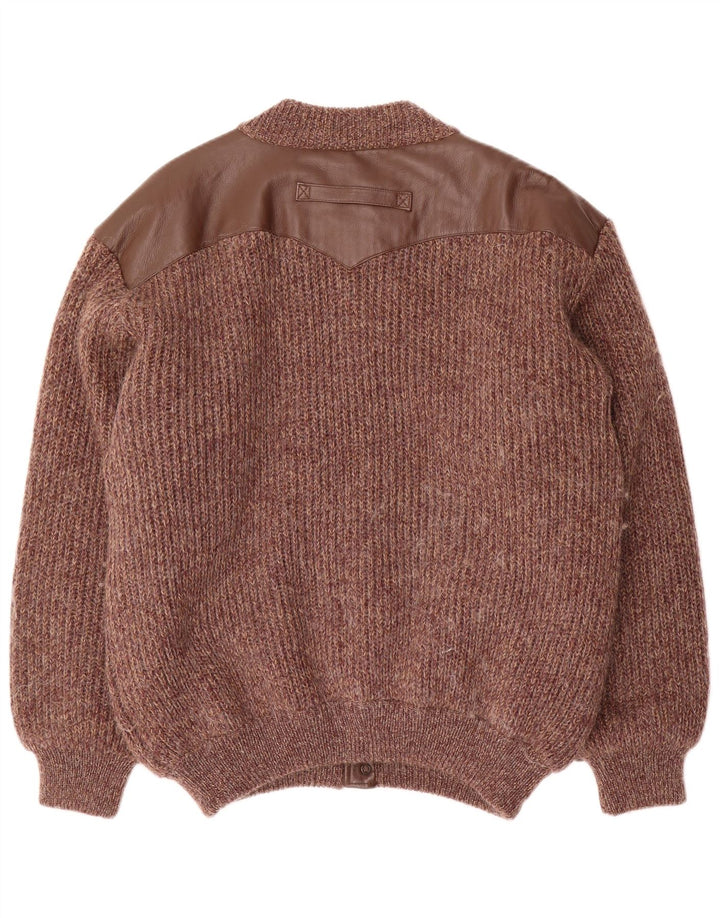 Męska dzianinowa kurtka bomberka Ted Lapidus IT 52 XL, brązowa, wełniana nakrapiana