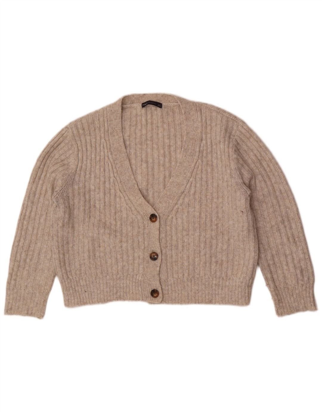 Marks & Spencer Damski sweter typu Crop Oversize Cardigan UK 14 Średni Szary