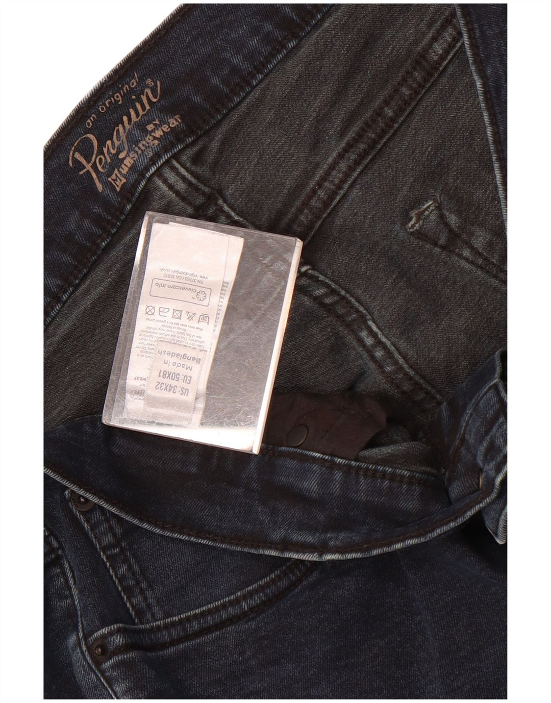 Męskie jeansy slim fit Penguin W34 L32 Granatowa bawełna