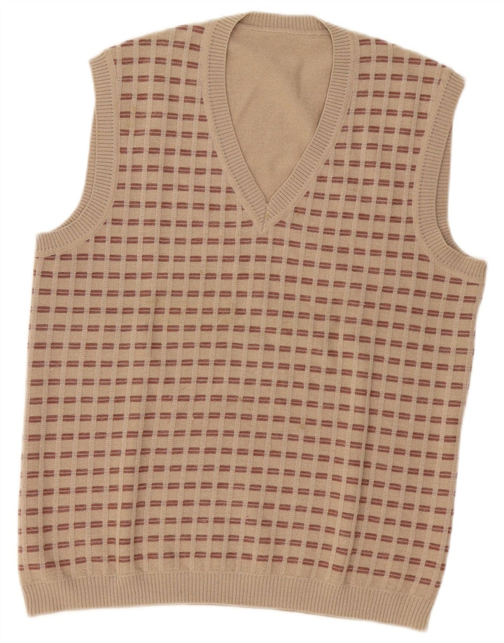 Podkoszulek męski w stylu vintage, kamizelka, mały, beżowy, geometryczny